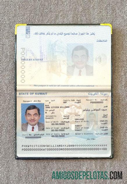 Foto do passaporte do Kuwait exemplo